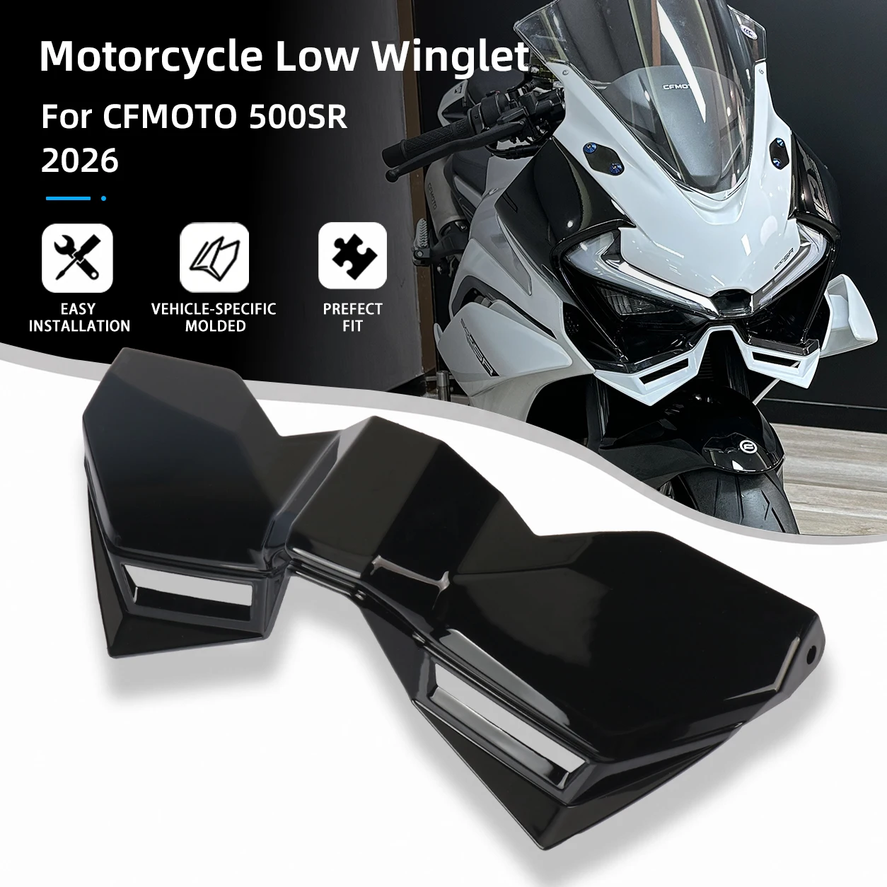Motorcycle Front Fairing Winglet Downforce Spoiler Aerodynamic Beak Nose Cone Extension Cowl For CFMOTO CF MOTO 500SR 500 SR
Motorcycle Front Fairing Winglet Downforce Spoiler Aerodynamic Beak Nose Cone Extension Cowl For CFMOTO CF MOTO 500SR 500 SR
