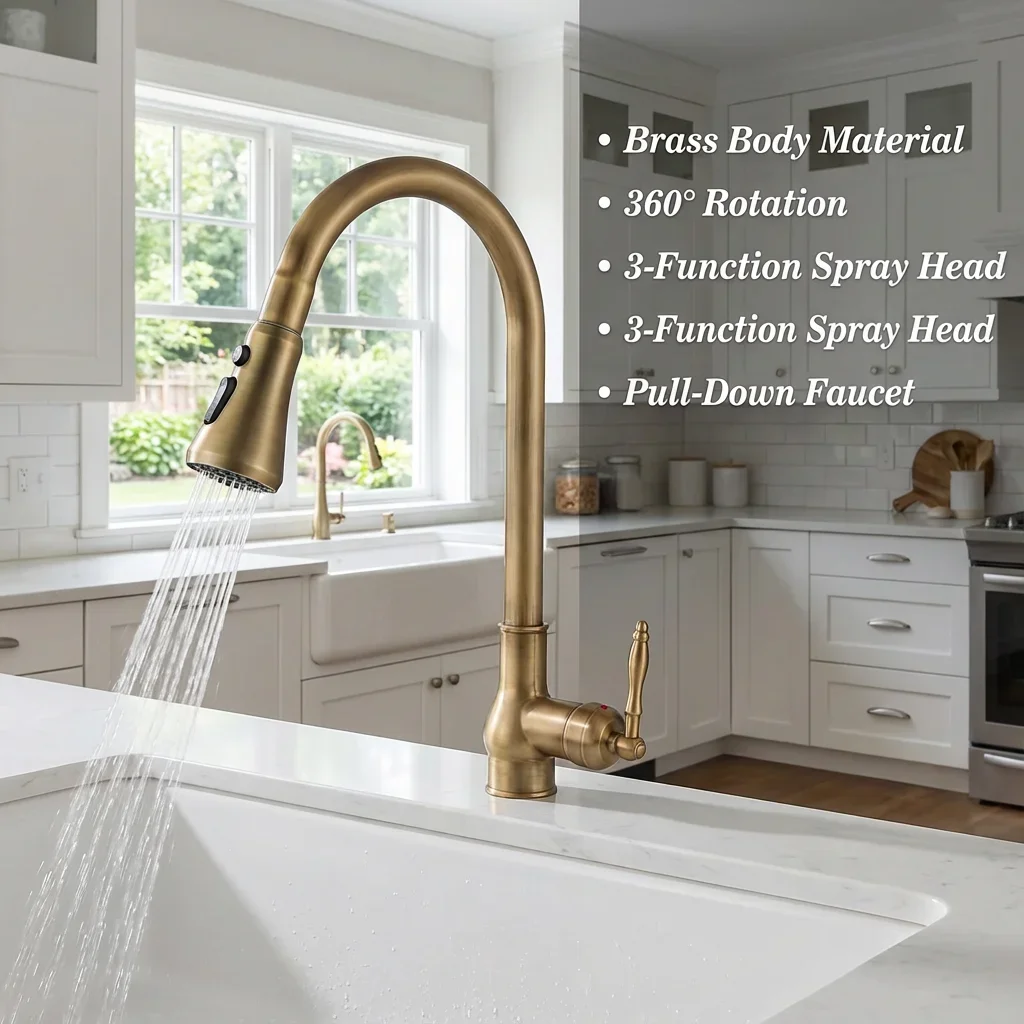 Bronze Pull-Out Kitchen Faucet Full Copper Craft Cold And Hot Faucet Retractable Spray Head Multi-Mode Water Output Durable Leak
Bronze Pull-Out Kitchen Faucet Full Copper Craft Cold And Hot Faucet Retractable Spray Head Multi-Mode Water Output Durable Leak