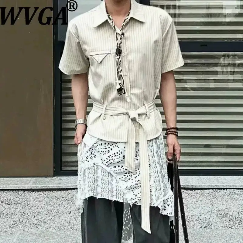WVGA Summer New Men Korean Style Elegant Striped Tie Trendy Short Sleeve Shirt Niche Chic Casual Turn-Down Collar Top Ins W23879
WVGA Summer New Men Korean Style Elegant Striped Tie Trendy Short Sleeve Shirt Niche Chic Casual Turn-Down Collar Top Ins W23879