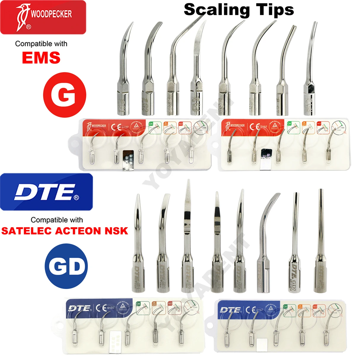 Original Woodpecker DTE Dental Scaler Tips G/GD Ultrasonic Scaling Tip Fit EMS SATELEC ACTEON NSK Scaler Handpiece
Original Woodpecker DTE Dental Scaler Tips G/GD Ultrasonic Scaling Tip Fit EMS SATELEC ACTEON NSK Scaler Handpiece