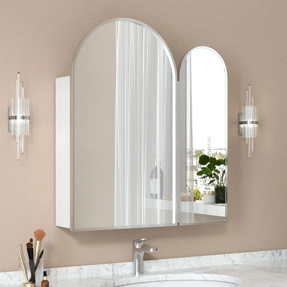 Arched Medicine Cabinet with Mirror, 2 Doors,Brushed Nickel Medicine Cabinet for Bathroom,Surface Mount,Wall Mounted Only
Arched Medicine Cabinet with Mirror, 2 Doors,Brushed Nickel Medicine Cabinet for Bathroom,Surface Mount,Wall Mounted Only