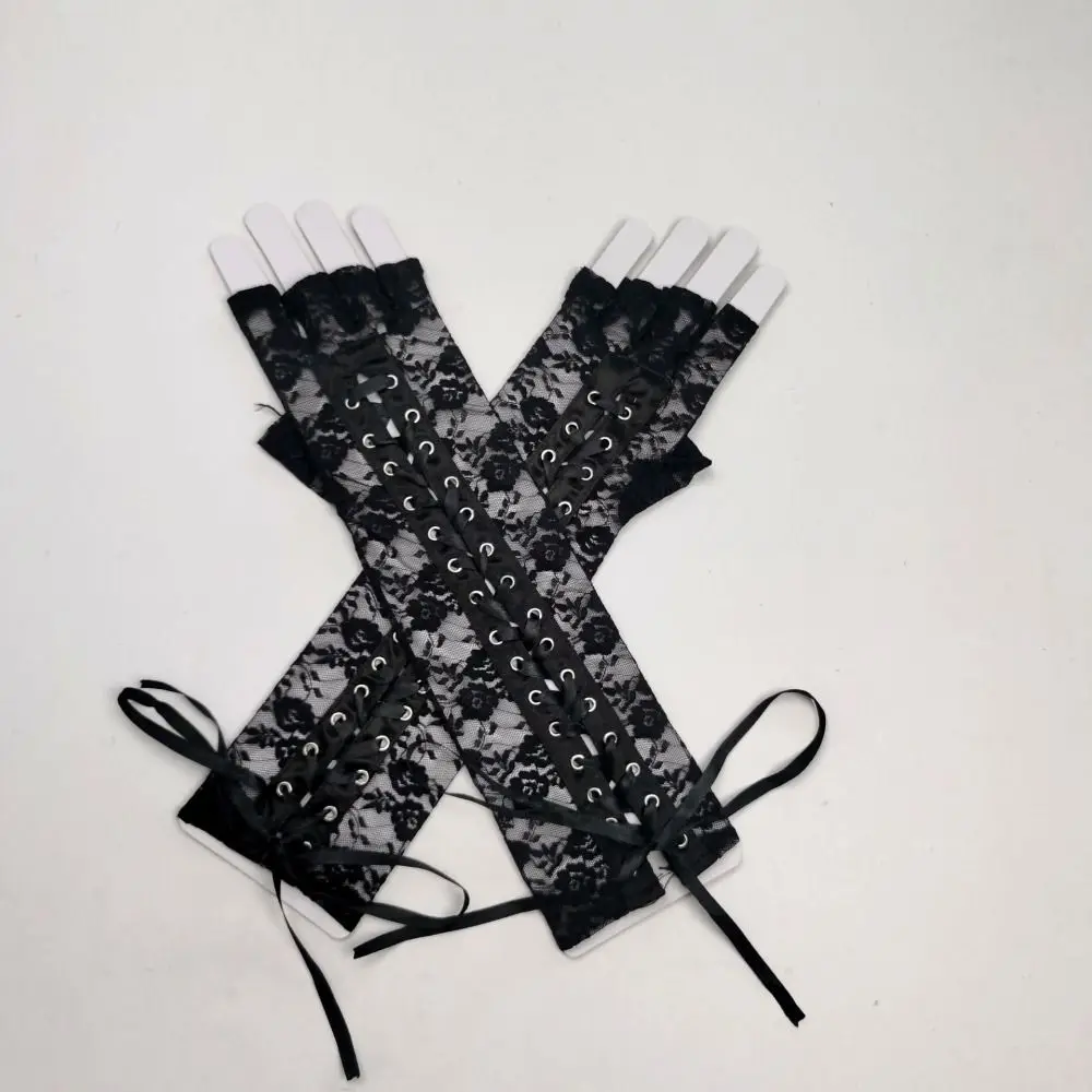 Elastic Lace Strap Gloves Long Gloves JK Lolita Ribbon Half Finger Gloves Gothic Sun Protection Women Gloves Halloween Cosplay
Elastic Lace Strap Gloves Long Gloves JK Lolita Ribbon Half Finger Gloves Gothic Sun Protection Women Gloves Halloween Cosplay