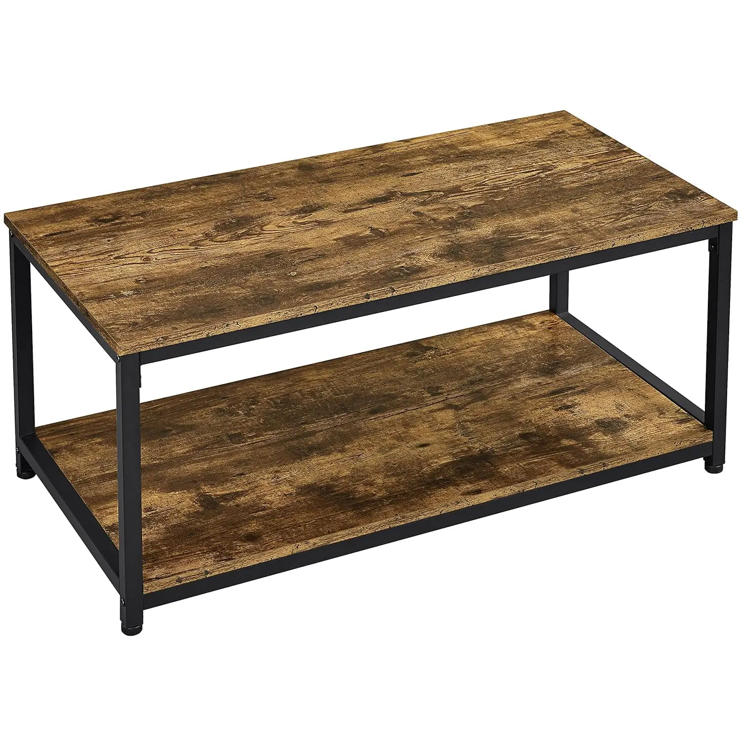 2-Tier Coffee Table Tea Table with Metal Frame, Wood Coffee Table with Open Storage Shelf, Vintage Accent Furniture, Customized
2-Tier Coffee Table Tea Table with Metal Frame, Wood Coffee Table with Open Storage Shelf, Vintage Accent Furniture, Customized