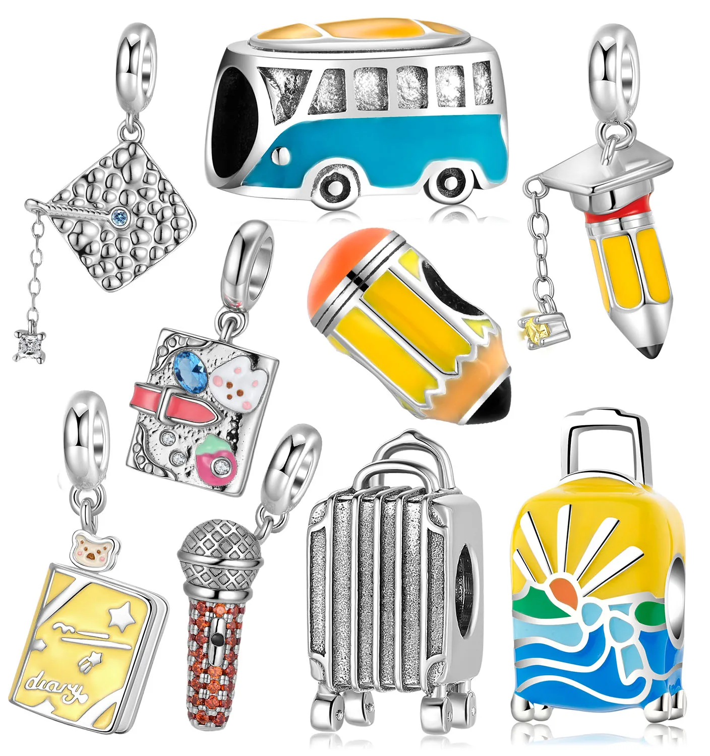 Family 925 Sterling Silver Pencil Notebook Diary Bus Trip Back To School Charm Fit Original Bracelet Diy Jewelry Accessories
Family 925 Sterling Silver Pencil Notebook Diary Bus Trip Back To School Charm Fit Original Bracelet Diy Jewelry Accessories