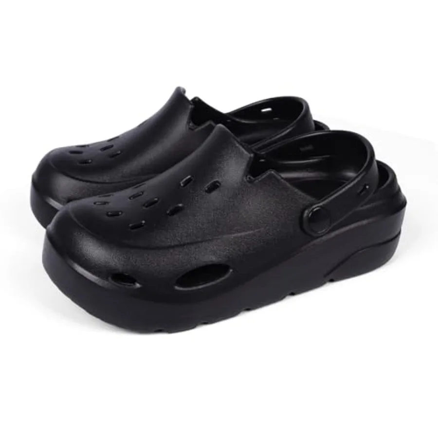 Women's EVA Clogs with Wood Chip Non-Slip Sole, Thick Cushion Platform, Breathable, Adjustable Dual Buckle Heel Strap, Slip-On
Women's EVA Clogs with Wood Chip Non-Slip Sole, Thick Cushion Platform, Breathable, Adjustable Dual Buckle Heel Strap, Slip-On