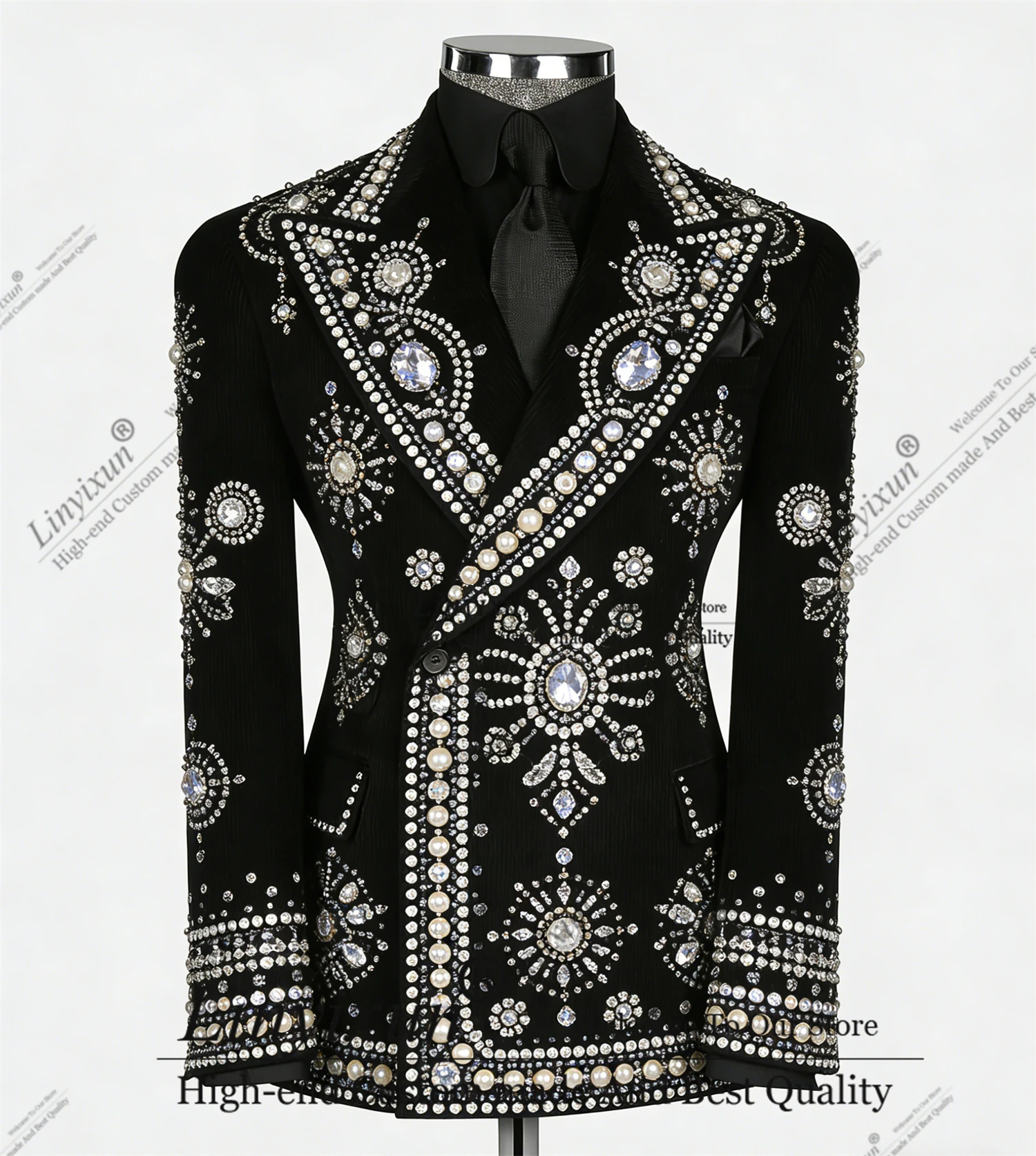 Amazing Rhinestone Beaded Men Suits 2 Pieces Sets Groom Peaked Lapel Blazers Customized Slim Fit Wedding Tuxedos Ropa homre
Amazing Rhinestone Beaded Men Suits 2 Pieces Sets Groom Peaked Lapel Blazers Customized Slim Fit Wedding Tuxedos Ropa homre