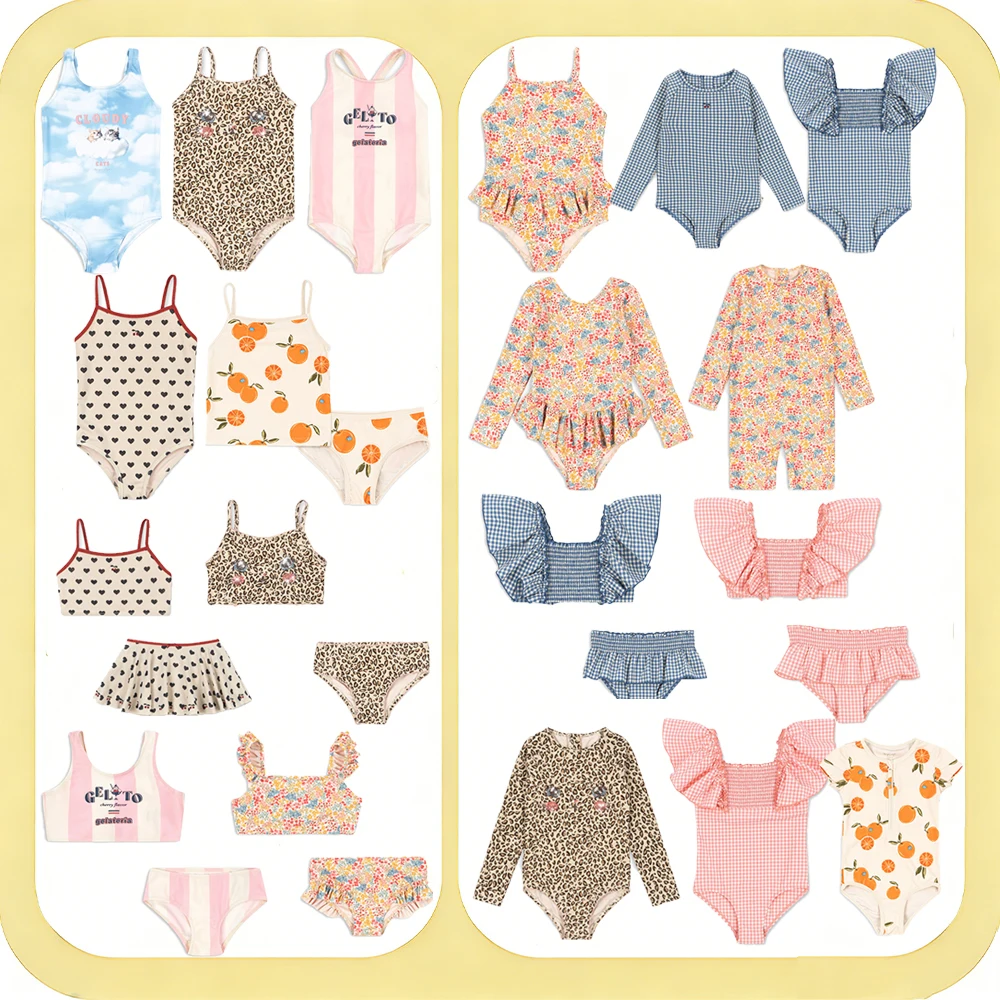 -Baby Girl Summer Swimwear Floral Leopard Orange Print One Piece Swimsuit & Long Sleeve Rash Guard Set Soft Kids Beach Outfits
-Baby Girl Summer Swimwear Floral Leopard Orange Print One Piece Swimsuit & Long Sleeve Rash Guard Set Soft Kids Beach Outfits