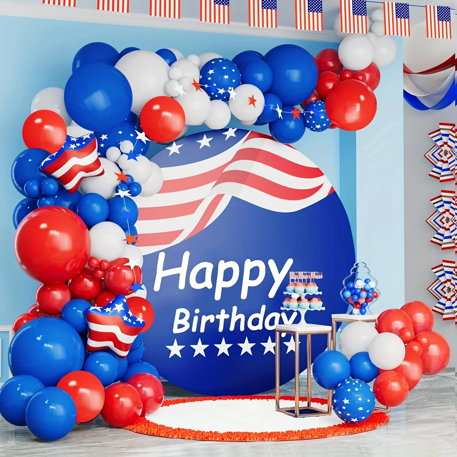 118 Pieces Blue, Red, White Patriotic Balloon Arch Kit, Which Can Be Used for Independence Day Celebration, Birthday Party, Etc
118 Pieces Blue, Red, White Patriotic Balloon Arch Kit, Which Can Be Used for Independence Day Celebration, Birthday Party, Etc