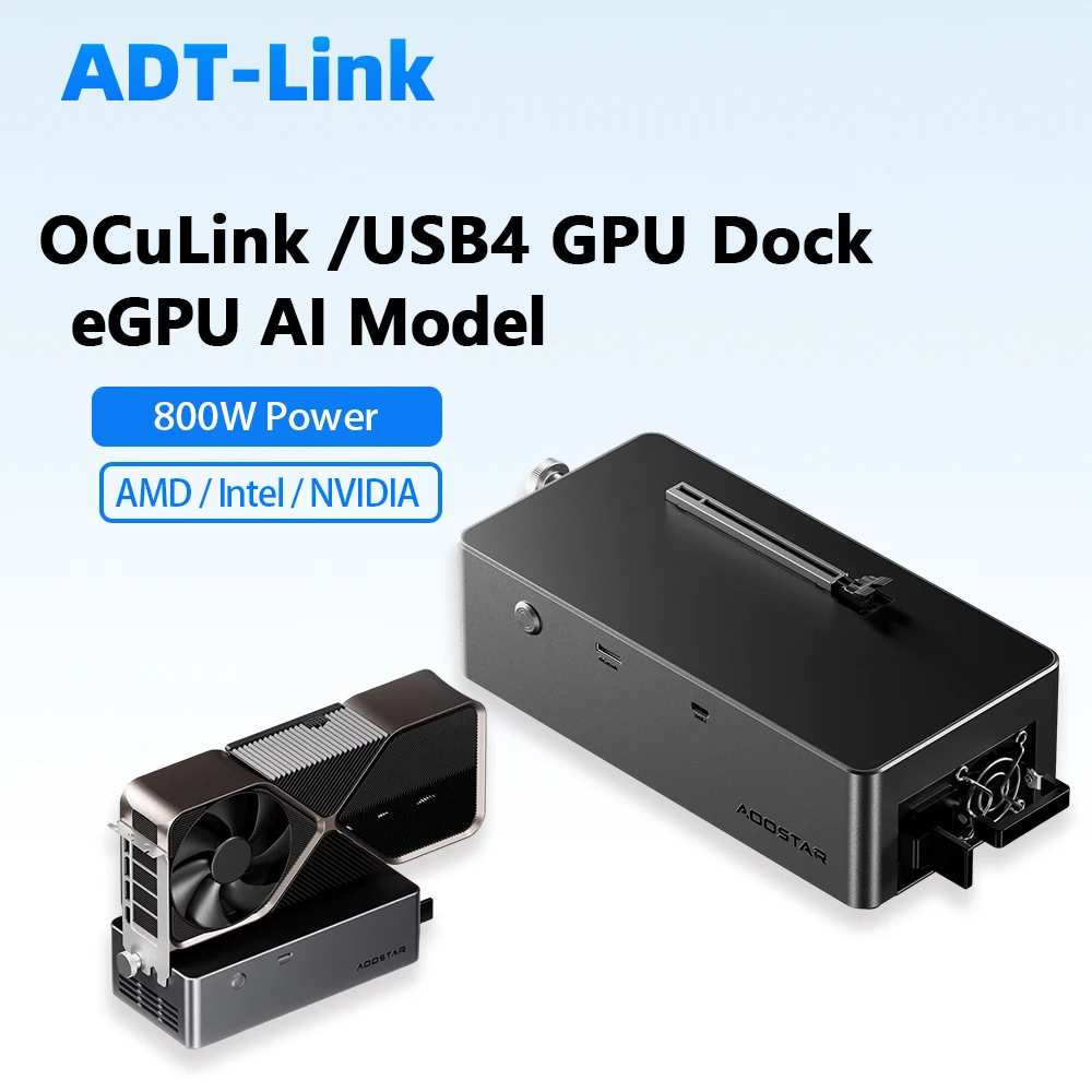 eGPU Dock OCulink USB4 Port Built-in Huntkey 800W Power Supply Graphics Card Docking Station USB pcie 4.0 x4 for Lenovo TGX
eGPU Dock OCulink USB4 Port Built-in Huntkey 800W Power Supply Graphics Card Docking Station USB pcie 4.0 x4 for Lenovo TGX