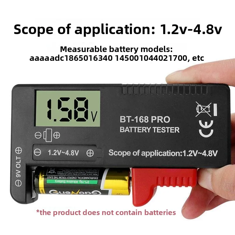 BT-168 PRO Universal Battery Tester, LCD Display Battery Capacity Voltage Checker for AA AAA 9V 1.2V-4.8V Batteries
BT-168 PRO Universal Battery Tester, LCD Display Battery Capacity Voltage Checker for AA AAA 9V 1.2V-4.8V Batteries