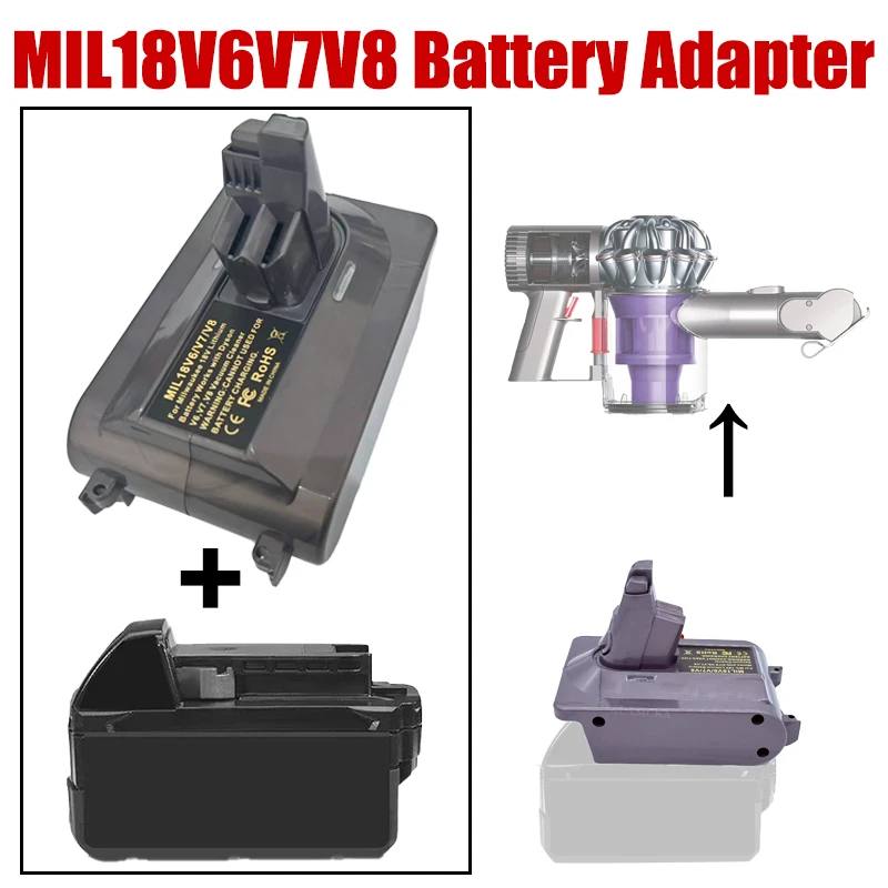 MIL18V6V7V8 3-in-1 Battery Adapter Convert To Work for Dyson V8 V7 V6 Series Animal Vacuum Cleaners For Milwaukee 18V Battery
MIL18V6V7V8 3-in-1 Battery Adapter Convert To Work for Dyson V8 V7 V6 Series Animal Vacuum Cleaners For Milwaukee 18V Battery