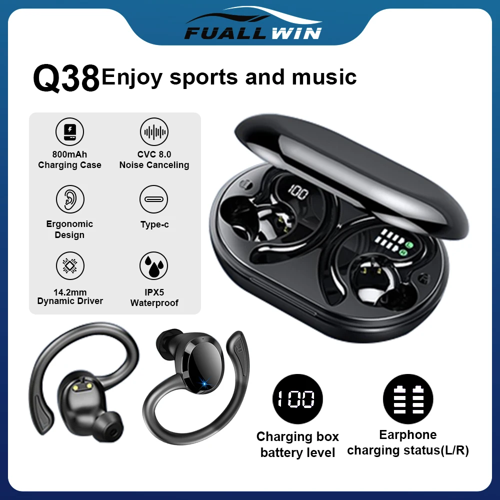 Wireless Earbuds Bluetooth Headphones IPX5 Waterproof Sports Headphones Wireless Charging Box Earhook
Wireless Earbuds Bluetooth Headphones IPX5 Waterproof Sports Headphones Wireless Charging Box Earhook
