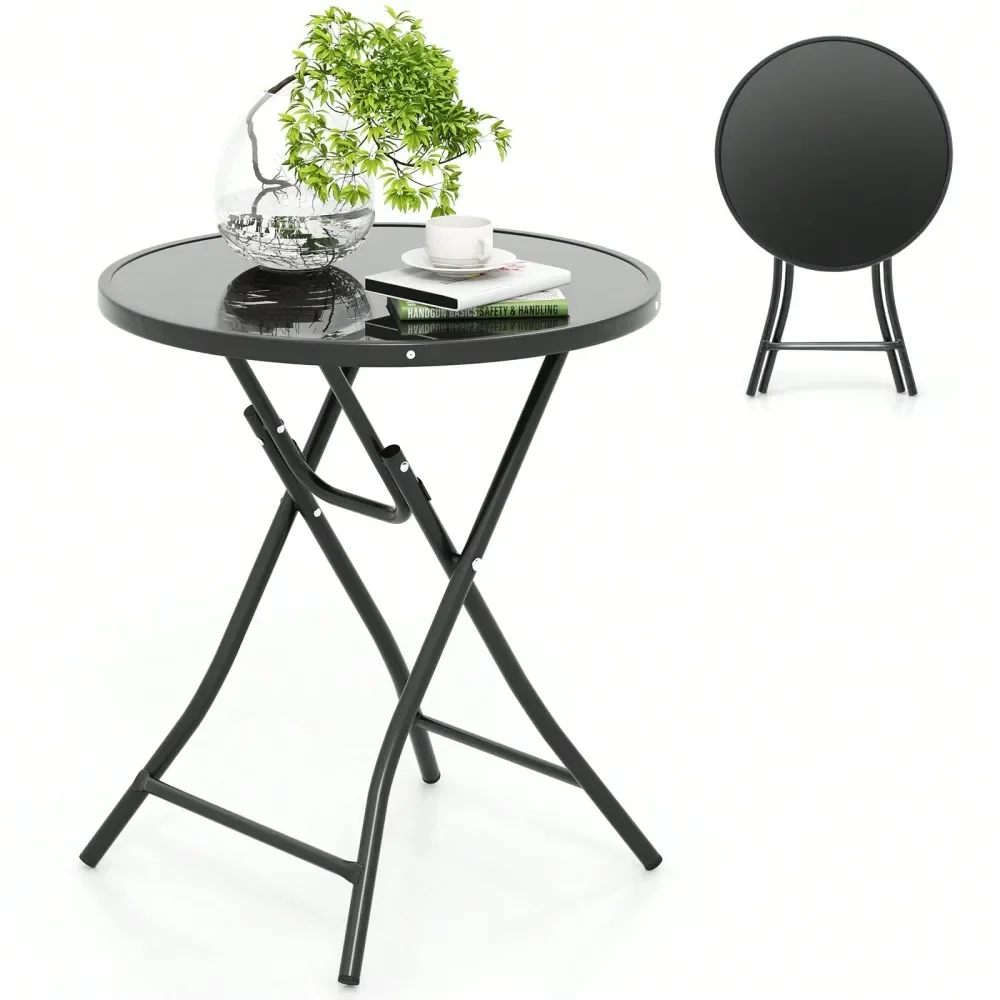 23 Round Folding Table Outdoor Patio Bistro Table With Tempered Glass Tabletop
23 Round Folding Table Outdoor Patio Bistro Table With Tempered Glass Tabletop