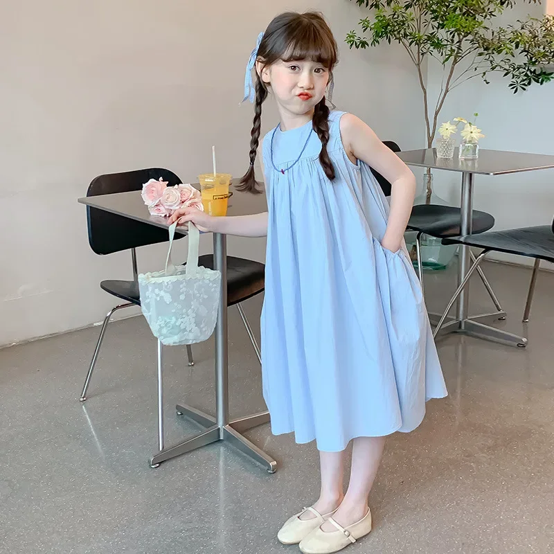 Girls Dress Summer New Korean Pure Cotton Solid Color Round Neck Pleated Princess sleeveless Dress Kids Clothes Girls
Girls Dress Summer New Korean Pure Cotton Solid Color Round Neck Pleated Princess sleeveless Dress Kids Clothes Girls