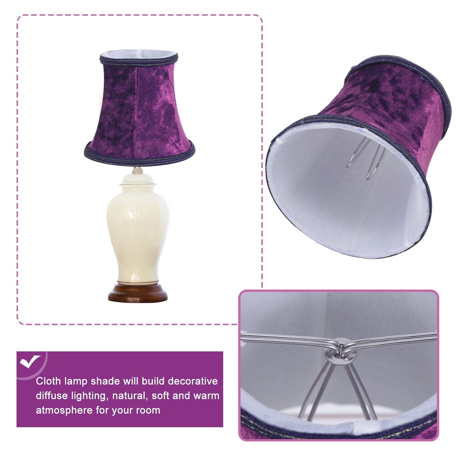 Deep Purple Cloth Light Cover Lampshade Accessory Fashionable Home Decoration Stylish Screen DIY nament Simple
Deep Purple Cloth Light Cover Lampshade Accessory Fashionable Home Decoration Stylish Screen DIY nament Simple