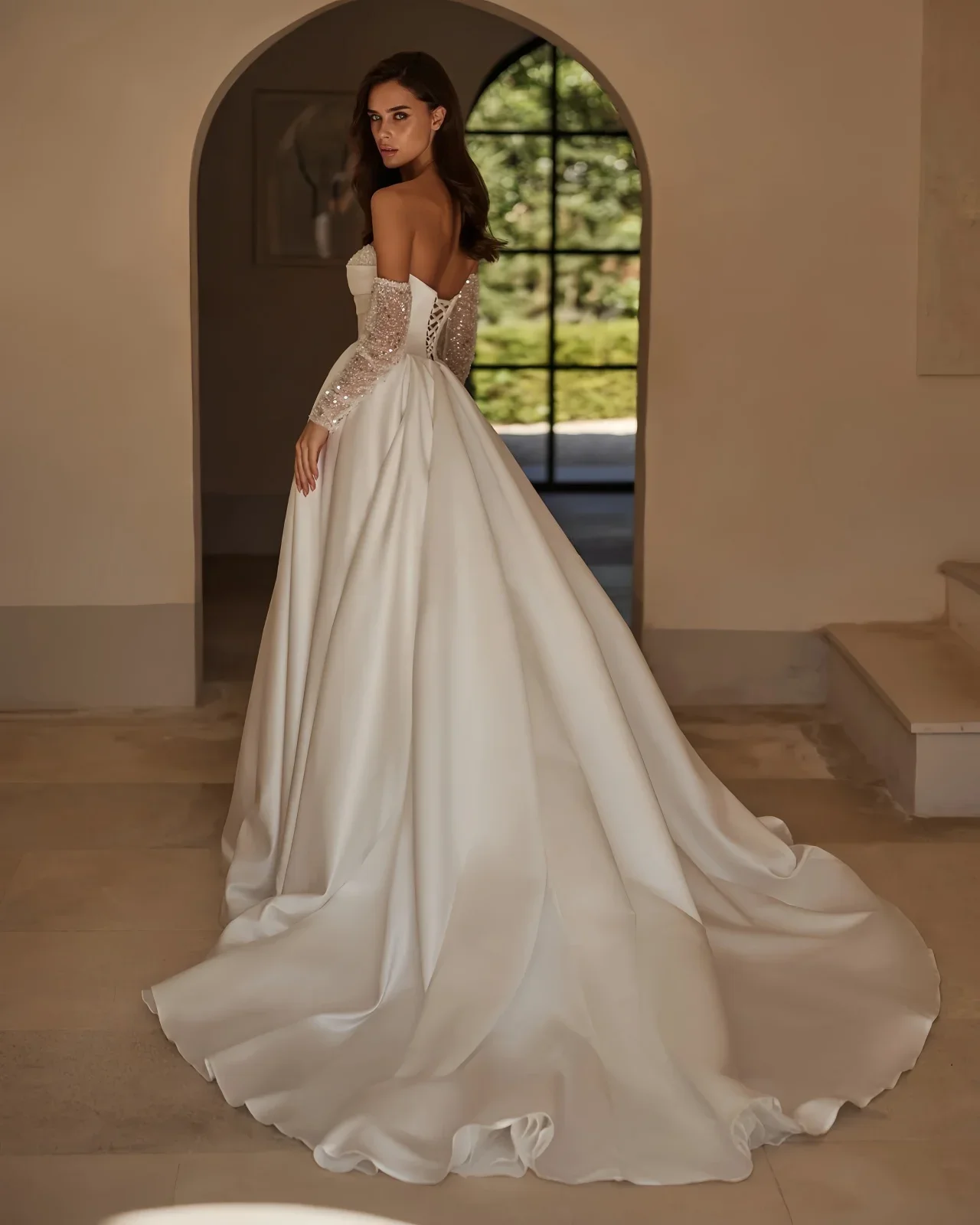 Church Satin Wedding Dress Strapless Sequin Appliques Long Detachable Sleeves Bridal Gowns Bride Vestidos De Noiva
Church Satin Wedding Dress Strapless Sequin Appliques Long Detachable Sleeves Bridal Gowns Bride Vestidos De Noiva