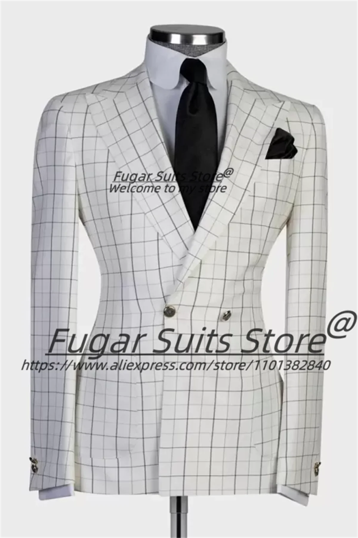 Business White Plaid Formal Men Suits Slim Fit Double Breasted Groom Prom Tuxedos 2Pcs Sets Office Work Male Blazers Ropa Hombre
Business White Plaid Formal Men Suits Slim Fit Double Breasted Groom Prom Tuxedos 2Pcs Sets Office Work Male Blazers Ropa Hombre