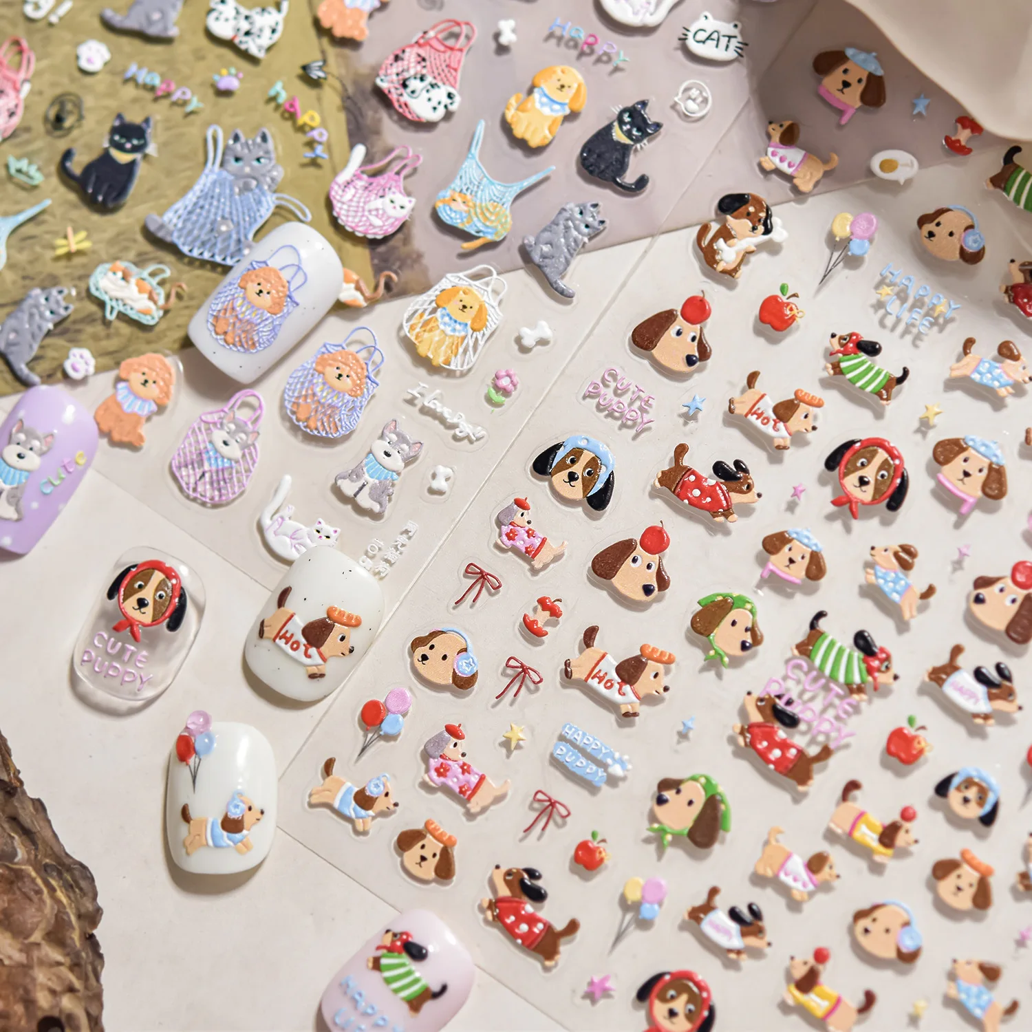 Embossed Nail Stickers 5D Cartoon Animal Happy Puppy Cat Accessory Cute Nail Art Parts Sticker 3D Manicure Decoration Decals DIY
Embossed Nail Stickers 5D Cartoon Animal Happy Puppy Cat Accessory Cute Nail Art Parts Sticker 3D Manicure Decoration Decals DIY