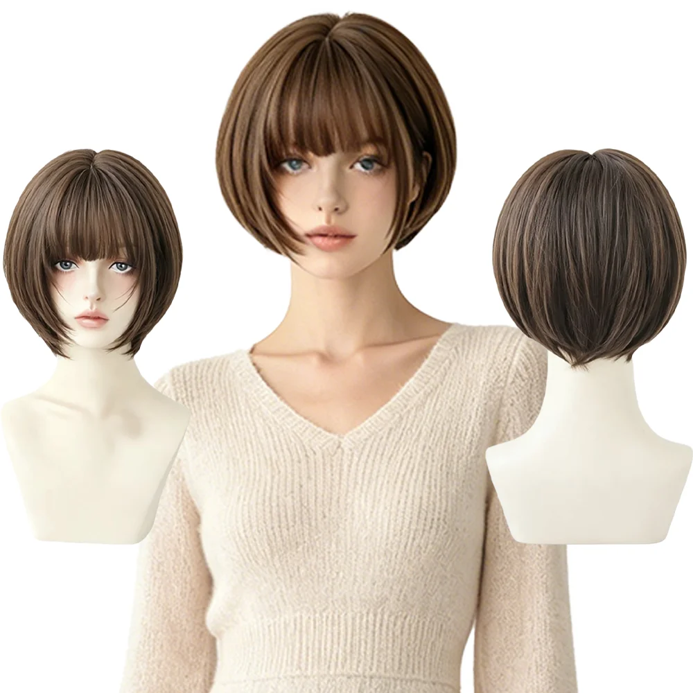 Versatile Cool Brown Pixie Bob Wig Short Straight With Bangs Soft Heat Resistant Synthetic Wig For Women Cosplay & Daily Use
Versatile Cool Brown Pixie Bob Wig Short Straight With Bangs Soft Heat Resistant Synthetic Wig For Women Cosplay & Daily Use
