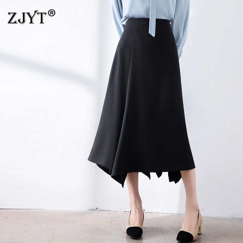 ZJYT Elegant Chic Office Lady Midi Skirts for Women High Waist Solid Asymmetrical Skirt Black Faldas Female 2025 Spring Fashion
ZJYT Elegant Chic Office Lady Midi Skirts for Women High Waist Solid Asymmetrical Skirt Black Faldas Female 2025 Spring Fashion
