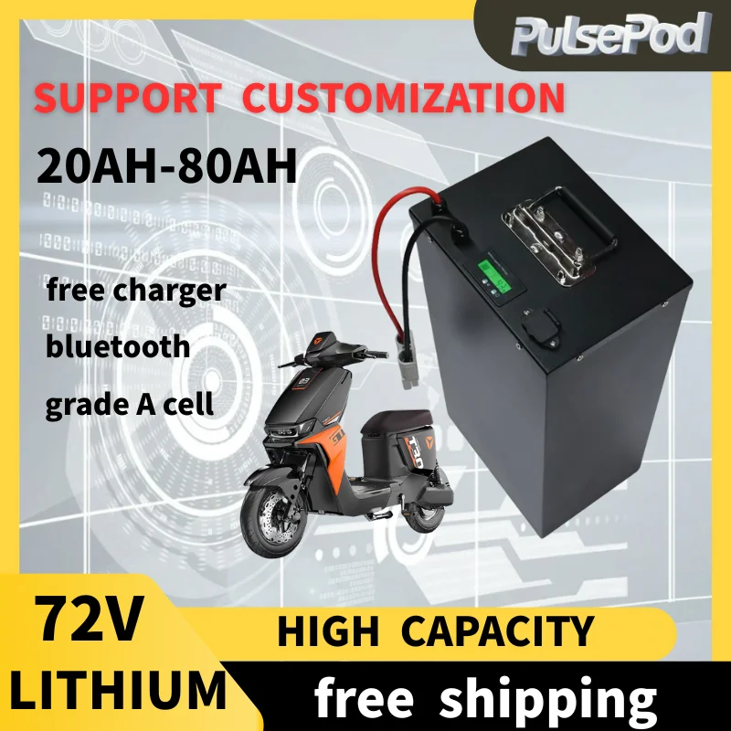 PulsePod 72V 20AH 30AH 40Ah 50AH 60AH 70AH 80Ah Литий-ионный аккумулятор с BMS для мотоцикла, электромобиля, педалей энергии, тележки для гольфа
PulsePod 72V 20AH 30AH 40Ah 50AH 60AH 70AH 80Ah Литий-ионный аккумулятор с BMS для мотоцикла, электромобиля, педалей энергии, тележки для гольфа