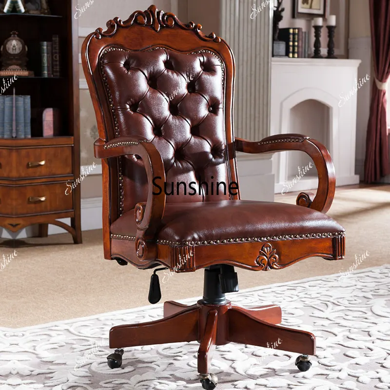 American computer chair retro boss chair household lift rotating chair with armrests
American computer chair retro boss chair household lift rotating chair with armrests