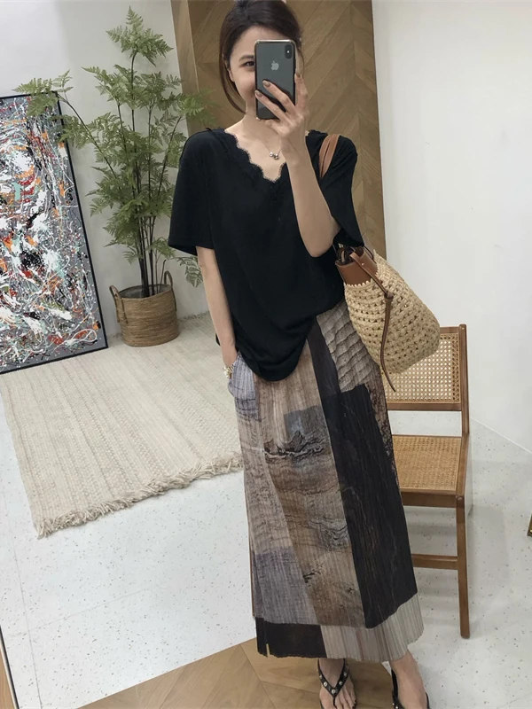 Retro Print Half Skirt Women's Artistic Abstract Oil Painting Slimming Midi High Waist A-Line Pleated Skirt Summer 2026
Retro Print Half Skirt Women's Artistic Abstract Oil Painting Slimming Midi High Waist A-Line Pleated Skirt Summer 2026