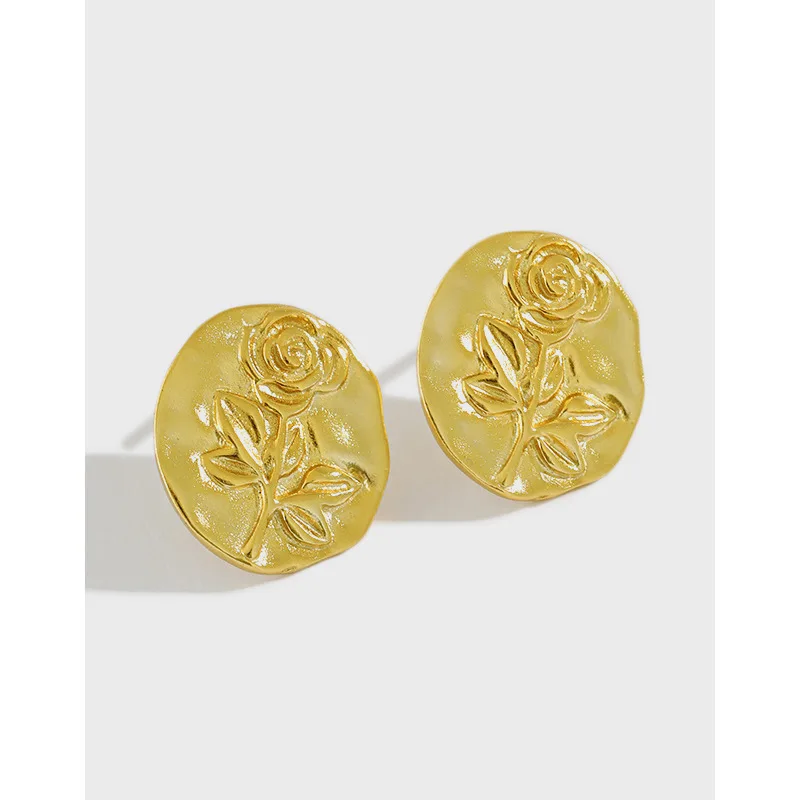 Sterling silver earrings ins French retro romantic rose round earrings female niche irregular silver earrings
Sterling silver earrings ins French retro romantic rose round earrings female niche irregular silver earrings