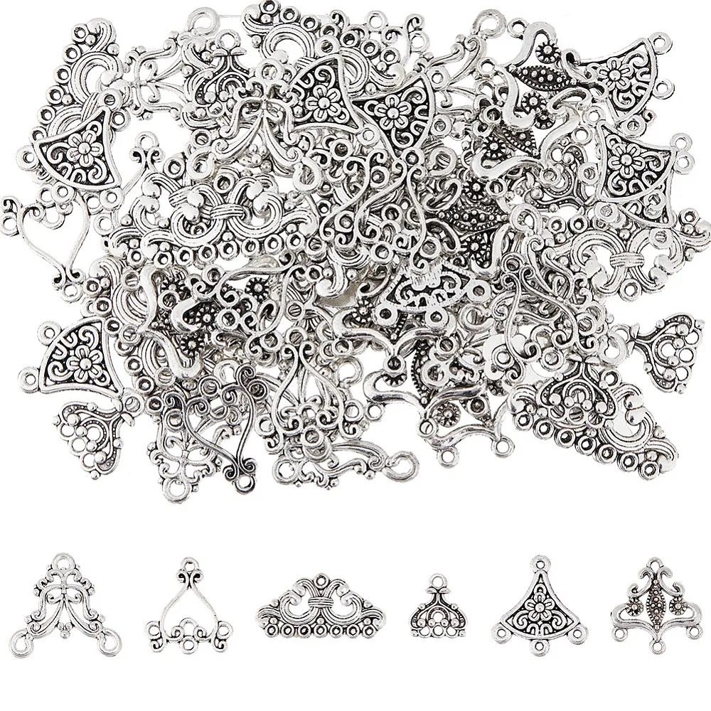 120Pcs 6 Styles Style Alloy Chandelier Component Links Mixed Shapes Silver 14~22x13~28x1.5mm Hole: 1.2mm 20pcs/style
120Pcs 6 Styles Style Alloy Chandelier Component Links Mixed Shapes Silver 14~22x13~28x1.5mm Hole: 1.2mm 20pcs/style