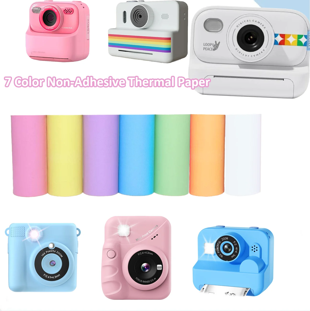 Vivid 7-Color Thermal Paper 57x25mm Non-Stick Safe Rolls for Portable Printers/Kids Camera, Crafts/Diary/Home Decor/Scrapbooking
Vivid 7-Color Thermal Paper 57x25mm Non-Stick Safe Rolls for Portable Printers/Kids Camera, Crafts/Diary/Home Decor/Scrapbooking