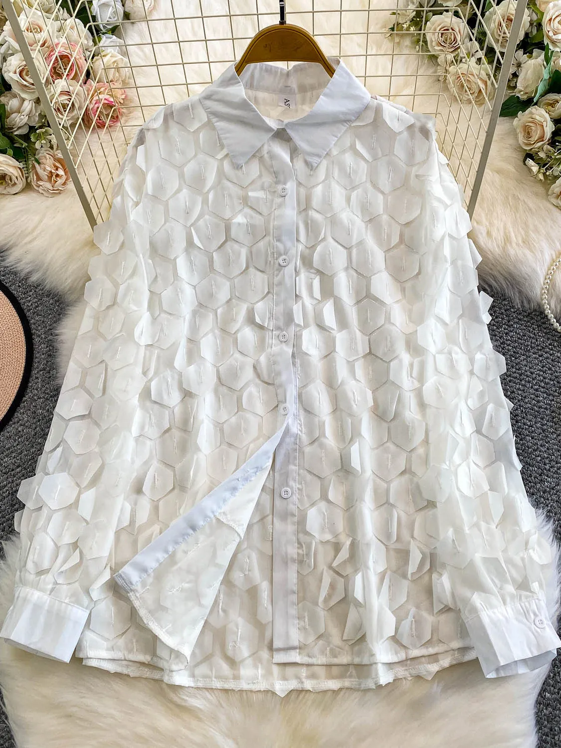 Trendy Casual Women's irt Stand Collar 3D Decoration Versatile Autumn Top Korean Sle Long Sve Loose Fit Daily Wear
Trendy Casual Women's irt Stand Collar 3D Decoration Versatile Autumn Top Korean Sle Long Sve Loose Fit Daily Wear