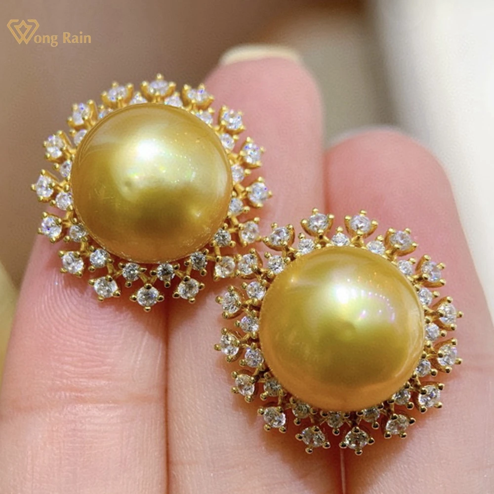 Wong Rain Vintage 925 Sterling Silver Natural Gold Pearl High Carbon Diamond Gemstone Ear Studs Earrings Customized Fine Jewelry
Wong Rain Vintage 925 Sterling Silver Natural Gold Pearl High Carbon Diamond Gemstone Ear Studs Earrings Customized Fine Jewelry