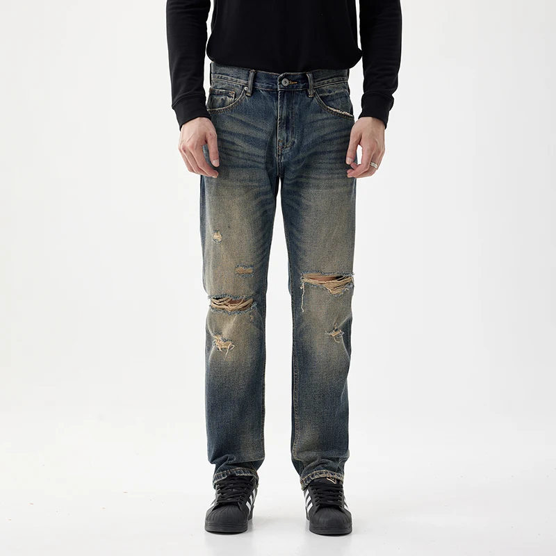 Ripped Jeans Men Hip Hop Hollow Out Retro Blue Men Denim Pants Streetwear Vintage Men's Clothing Trousers Straight Regular Fit
Ripped Jeans Men Hip Hop Hollow Out Retro Blue Men Denim Pants Streetwear Vintage Men's Clothing Trousers Straight Regular Fit