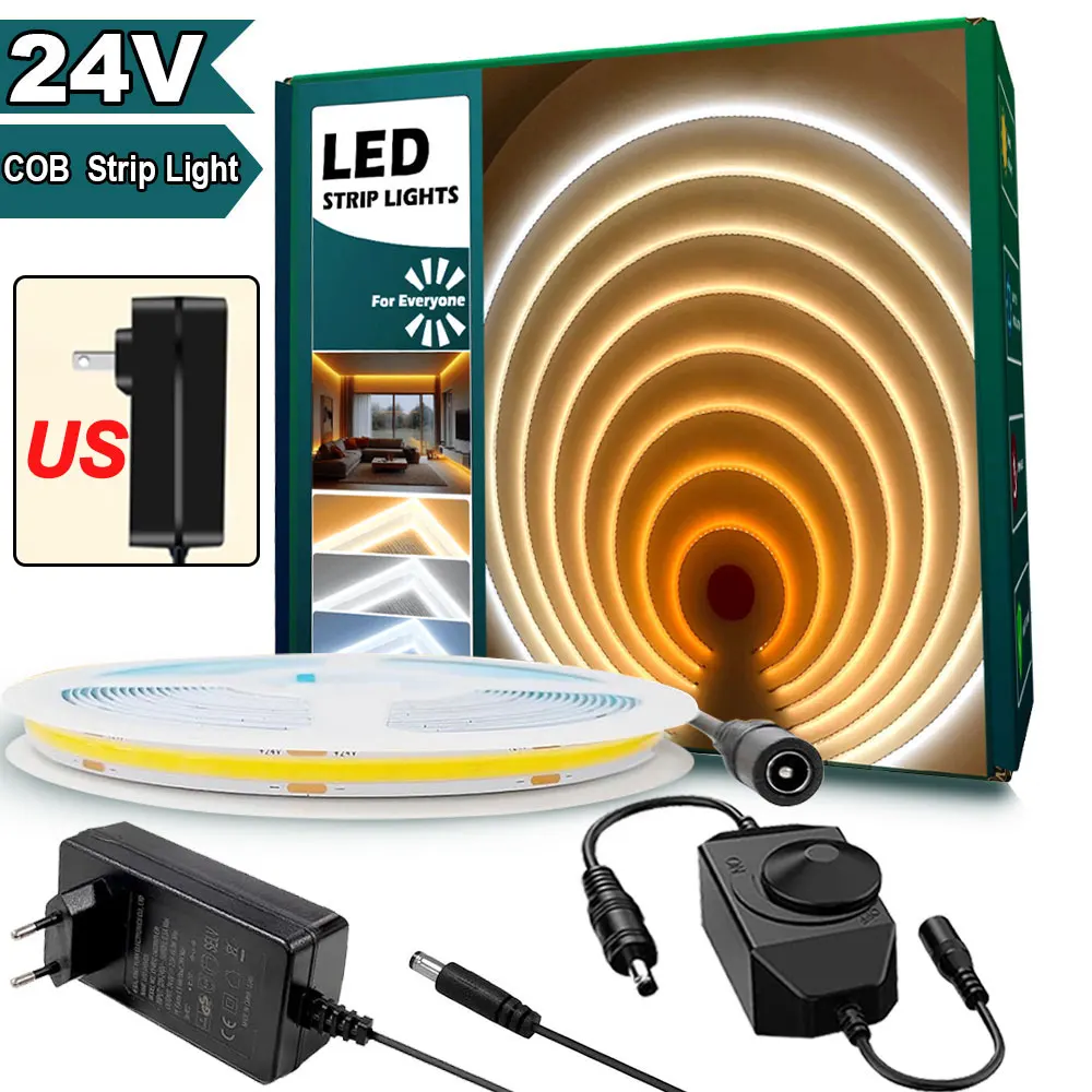 20M DC24V COB Strip Light Power adapter Rotary Switch Dimmable Strips 120LEDs/M Brightness Flexible Light for Home Kitchen Light
20M DC24V COB Strip Light Power adapter Rotary Switch Dimmable Strips 120LEDs/M Brightness Flexible Light for Home Kitchen Light
