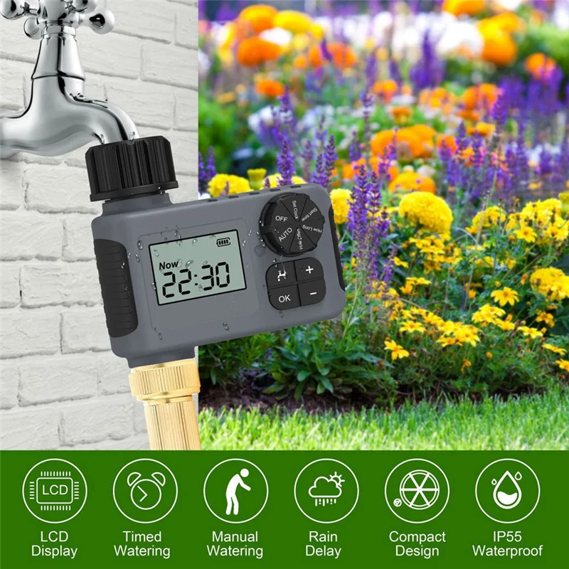 Electronic Garden Water Timer With LCD Screen Single-Outlet Hose Irrigation Controller Efficient Water Management Tool BSP3/4”-B
Electronic Garden Water Timer With LCD Screen Single-Outlet Hose Irrigation Controller Efficient Water Management Tool BSP3/4”-B