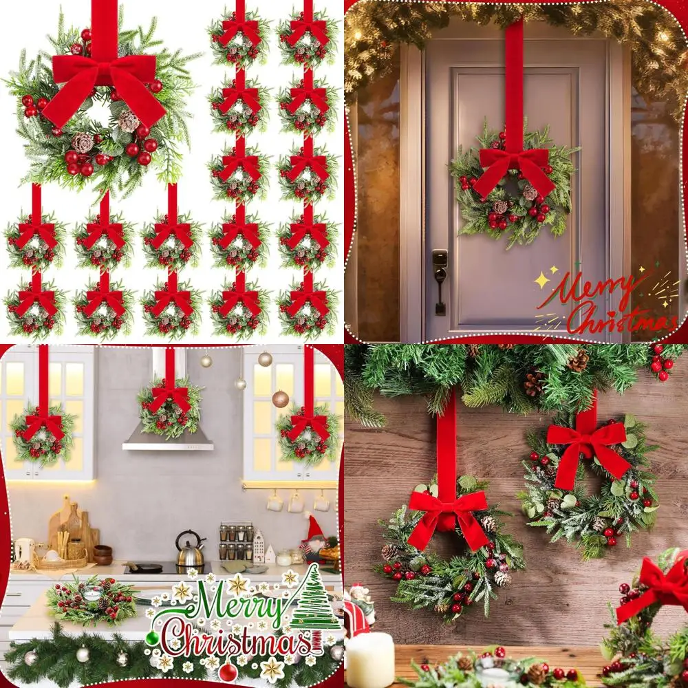 Set of 18 Mini Christmas Wreaths with Norfolk Pine, Artificial Berries, Snowy Garland & Red Ribbons for Festive Door & Table Dec
Set of 18 Mini Christmas Wreaths with Norfolk Pine, Artificial Berries, Snowy Garland & Red Ribbons for Festive Door & Table Dec
