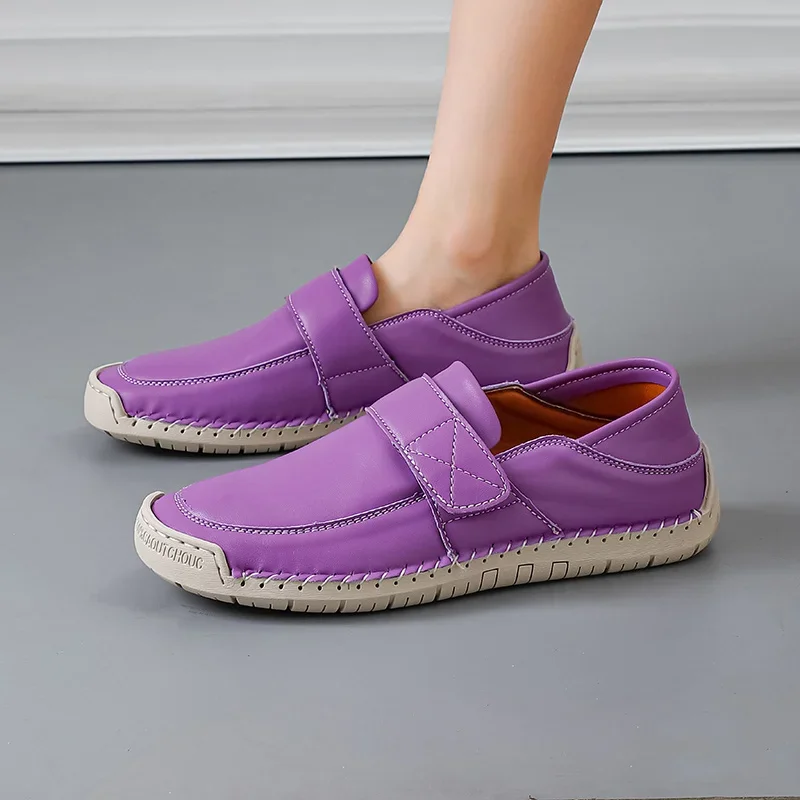 Trendy Purple Leather Casual Shoes Unisex Breathable Women's Loafers Big Size 44 Hook-loop Flat Shoes Men 2025 zapatos de mujer
Trendy Purple Leather Casual Shoes Unisex Breathable Women's Loafers Big Size 44 Hook-loop Flat Shoes Men 2025 zapatos de mujer