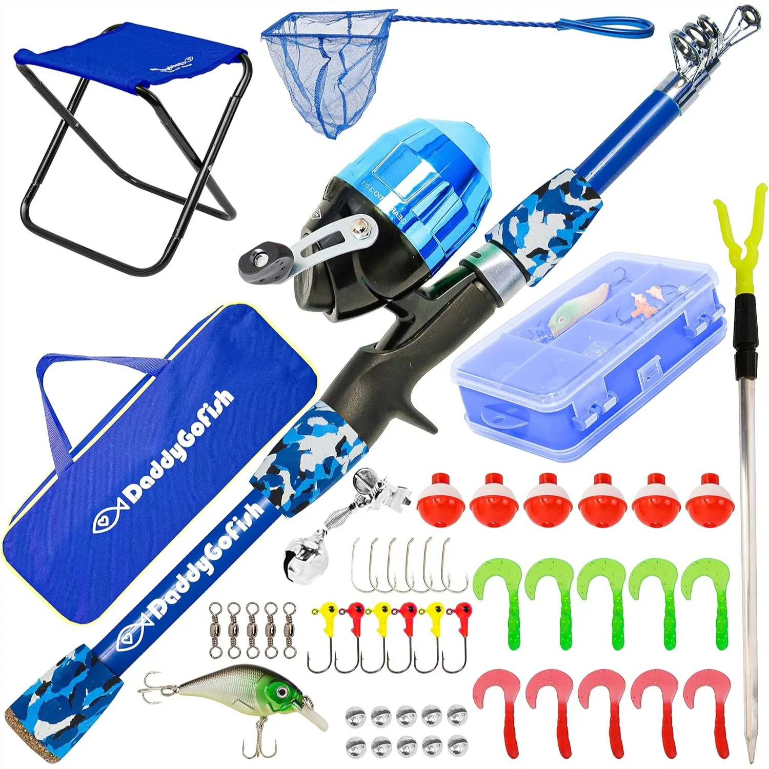 Kids Fishing Pole Rod Reel Combo with Tackle Box, Collapsible Chair, Carry Bag - All-in-One Starter Set for Boys Girls Toddlers
Kids Fishing Pole Rod Reel Combo with Tackle Box, Collapsible Chair, Carry Bag - All-in-One Starter Set for Boys Girls Toddlers
