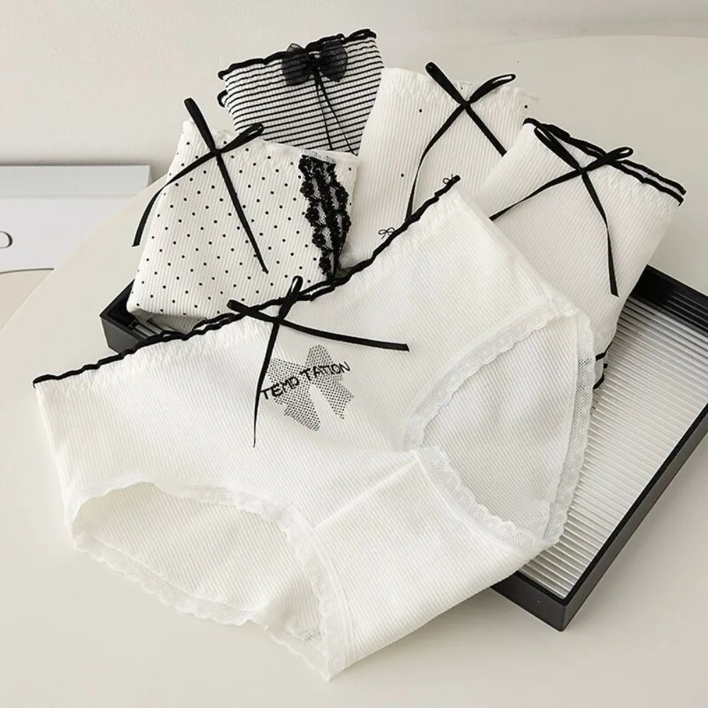 Fashion Mid-waist Underwear for Women Ruffle Stripe Sweet Cotton Panties Underpants Dots Bow Briefs Summer
Fashion Mid-waist Underwear for Women Ruffle Stripe Sweet Cotton Panties Underpants Dots Bow Briefs Summer