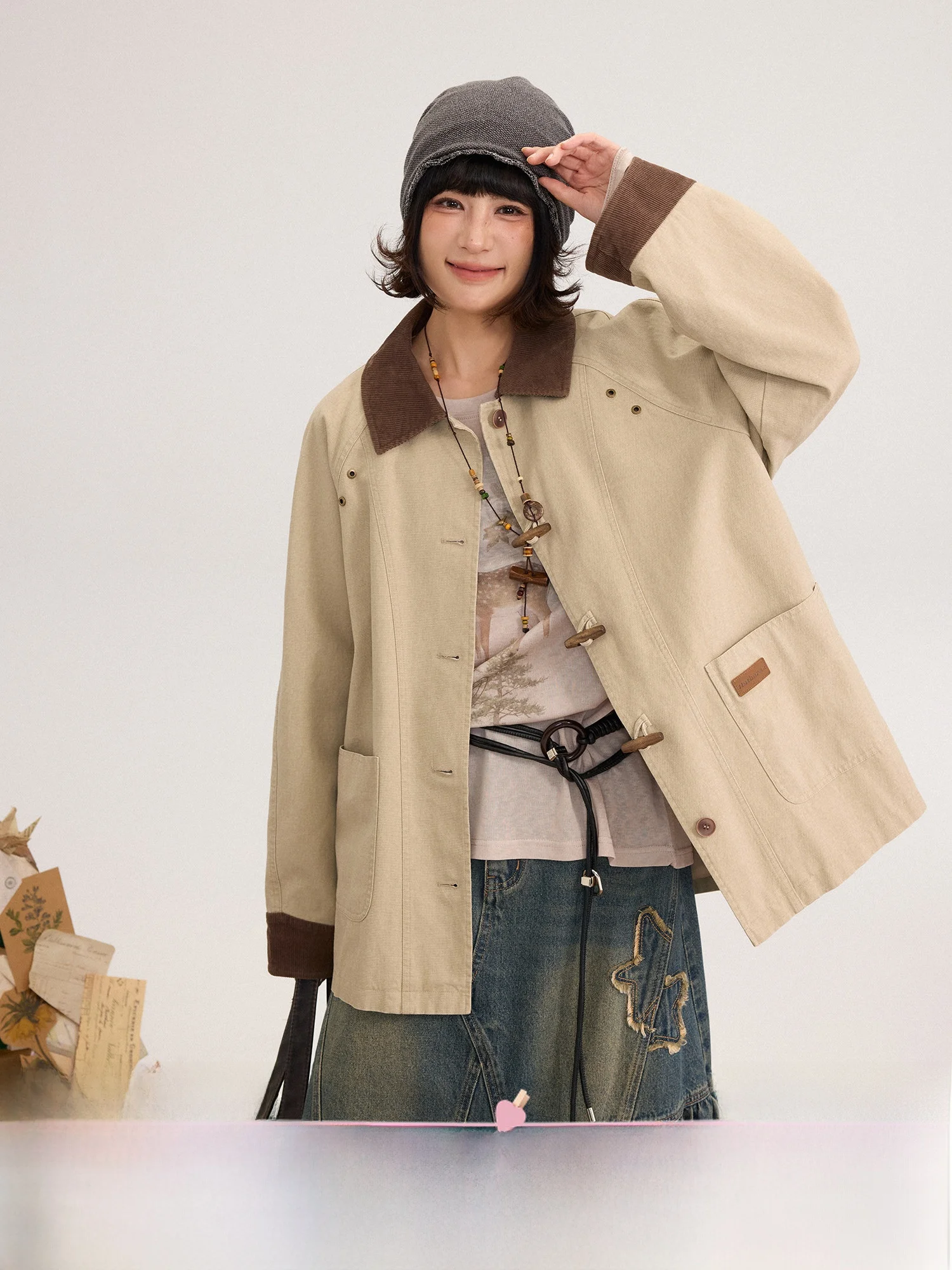 Retro Style Cotton Velvet Jacket with Button Closure Color Block Design Long Sleeve Women's Spring Fashion Outerwear
Retro Style Cotton Velvet Jacket with Button Closure Color Block Design Long Sleeve Women's Spring Fashion Outerwear