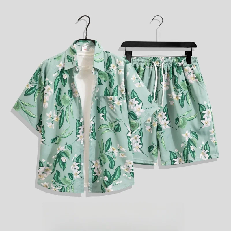 Summer Men's Hawaiian Flower Shirt Set Plus Size Loose Casual Beach Vacation Short Sleeve Floral Shirt Shorts Two Piece Set
Summer Men's Hawaiian Flower Shirt Set Plus Size Loose Casual Beach Vacation Short Sleeve Floral Shirt Shorts Two Piece Set