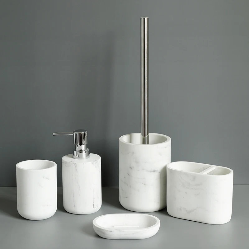 Bathroom Accessory Soap Dispenser 5 Piece Or Single imitation marble Tumbler Toothbrush Holder Soap Dish Toilet Brush
Bathroom Accessory Soap Dispenser 5 Piece Or Single imitation marble Tumbler Toothbrush Holder Soap Dish Toilet Brush