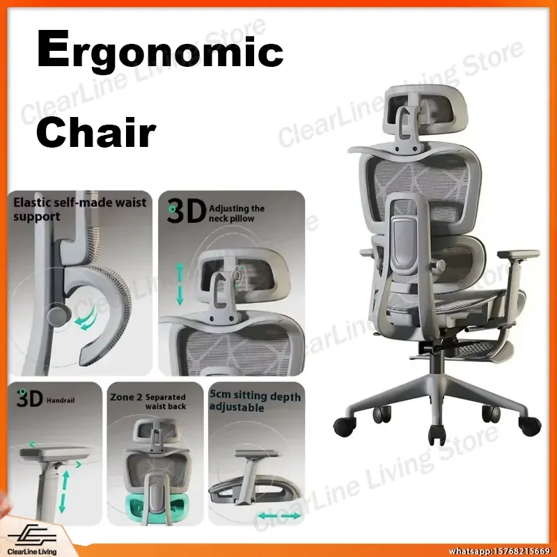 Ergonomic Office Chair with 3D Adjustable Headrest Lumbar Support Reclining Computer Chair for Home Office Gaming Desk Chair
Ergonomic Office Chair with 3D Adjustable Headrest Lumbar Support Reclining Computer Chair for Home Office Gaming Desk Chair