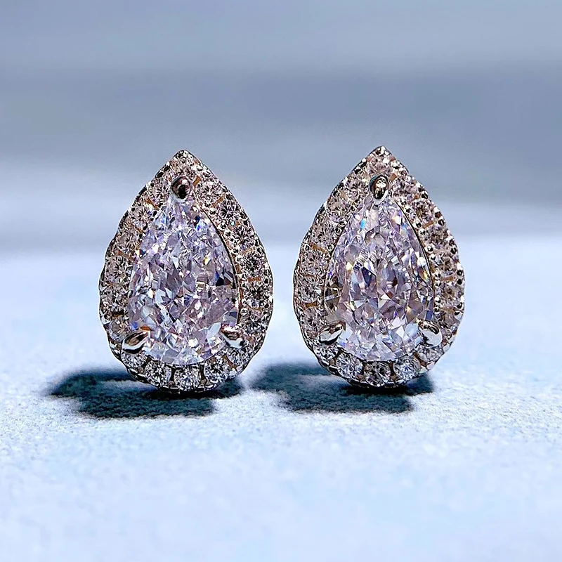 SpringLady New 925 Sterling Silver High Carbon Diamond 5 * 8mm Pear Shaped Water Drop Zircon Earrings for Women Fine Jewelry
SpringLady New 925 Sterling Silver High Carbon Diamond 5 * 8mm Pear Shaped Water Drop Zircon Earrings for Women Fine Jewelry
