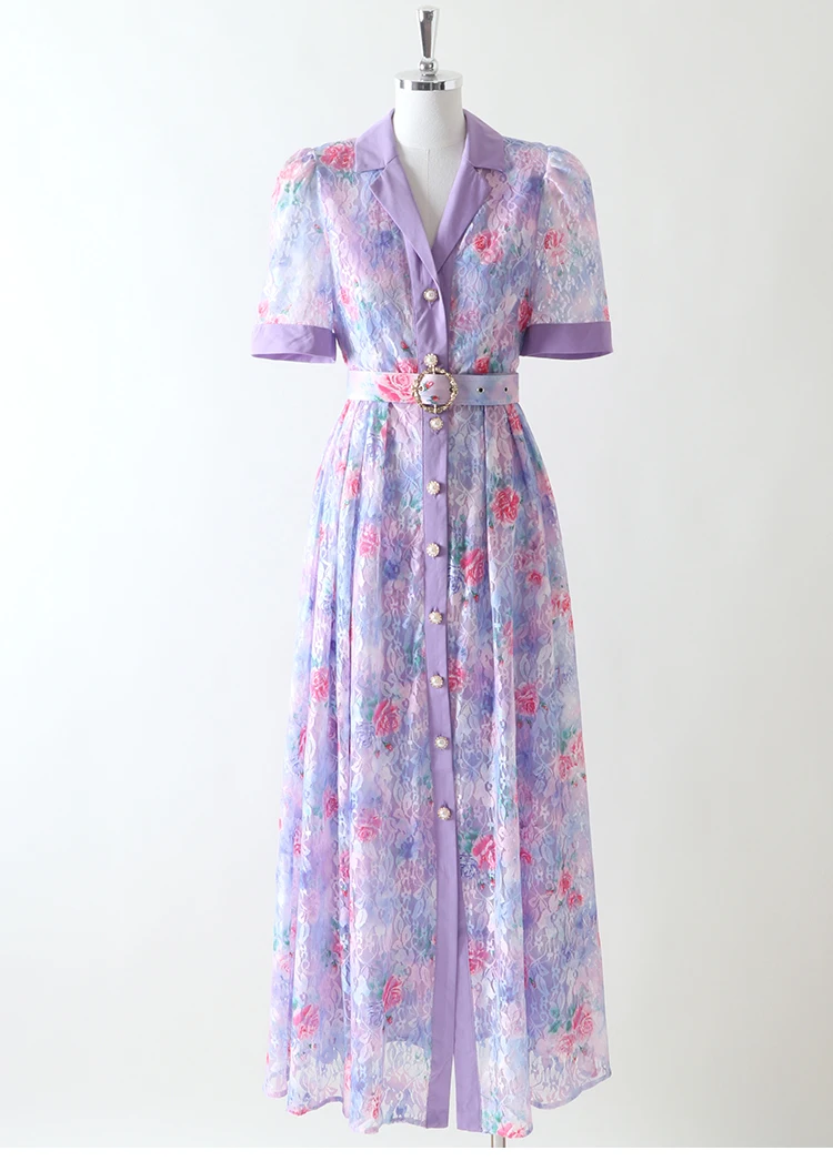 Summer Formal Evening Elegant Lace Dress Women's Notched Collar Hollow Out Floral Print Belt Party Dresses Female Long Vestidos
Summer Formal Evening Elegant Lace Dress Women's Notched Collar Hollow Out Floral Print Belt Party Dresses Female Long Vestidos