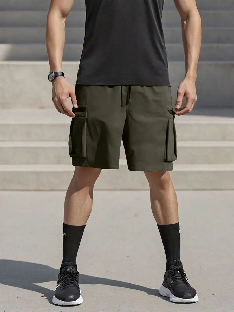 Men Cargo Shorts Elastic Waist Loose Solid Summer Streetwear With Pockets
Men Cargo Shorts Elastic Waist Loose Solid Summer Streetwear With Pockets