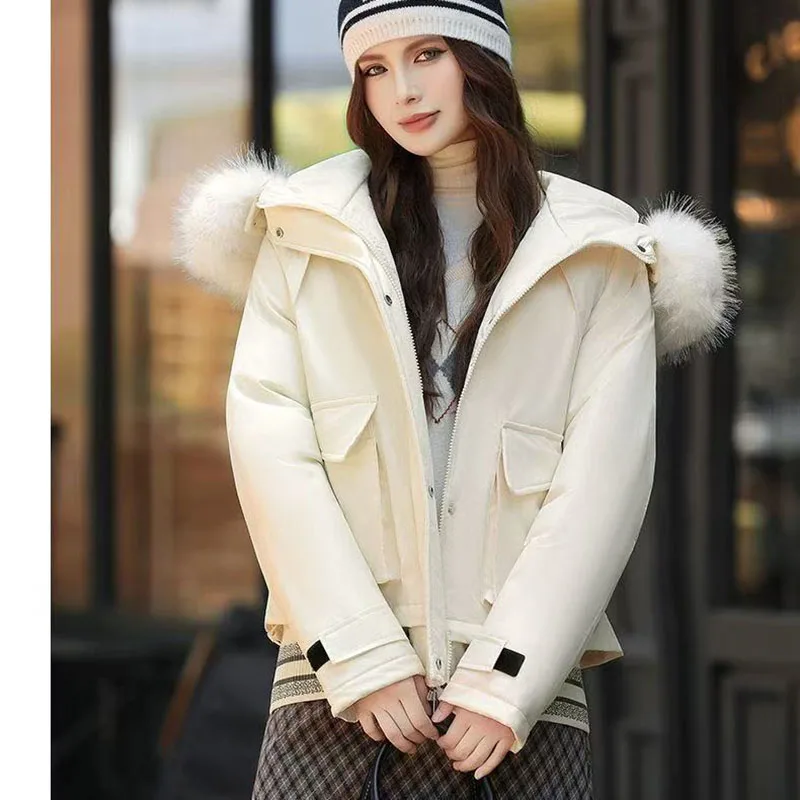 Hooded Down Cotton Coat Women Thicken Parkas Winter Fashion Cotton-Padded Jacket Fur Collar Tooling Short Thick Outwear Female
Hooded Down Cotton Coat Women Thicken Parkas Winter Fashion Cotton-Padded Jacket Fur Collar Tooling Short Thick Outwear Female
