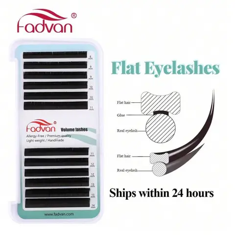 FADVAN 0,15/0,20 mm Ellipse-Wimpern, flache, weiche Drähte, Wimpernverlängerung, C/D-Locken, Super-Nerz-Faux, semipermanente Einzelwimpern