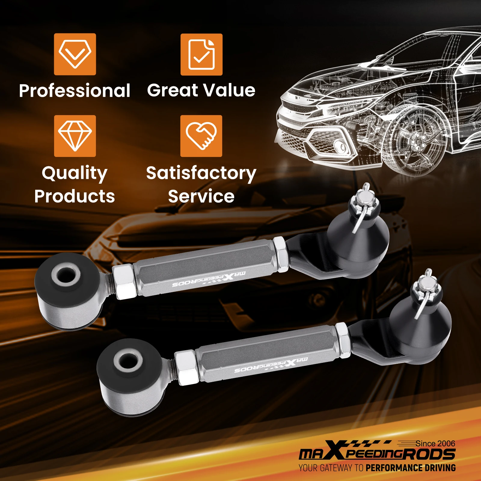Adjustable Rear Camber Arms Kits for Honda Accord 2003-2007 for Acura 2004-2008
Adjustable Rear Camber Arms Kits for Honda Accord 2003-2007 for Acura 2004-2008