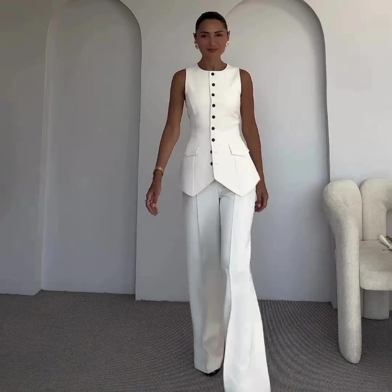 Women Tracksuit Two Pieces Pant Sets Sleeveless Vest V Neck Button Top High Waist Long Pants Slim Fit Solid Office Lady Regular
Women Tracksuit Two Pieces Pant Sets Sleeveless Vest V Neck Button Top High Waist Long Pants Slim Fit Solid Office Lady Regular